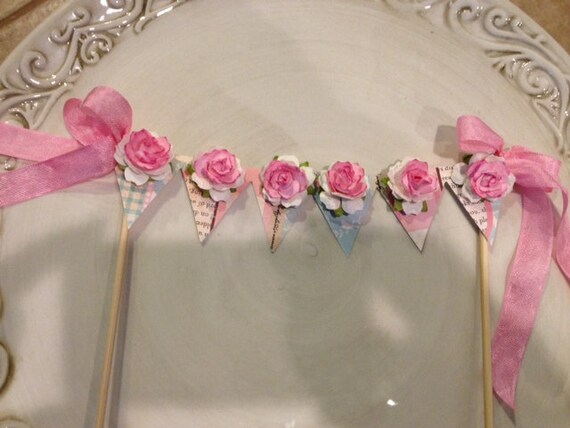 Shabby Chic Cake Bunting for Birthday Party and Scrapbook Decoration Plus Priority Il_570xn