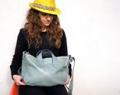 NEW SPRING///Lavinia with Handles in French Blue Leather with Two-Way Strap