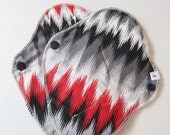 Set of 2 Cotton Regular Flow Mama Cloth Pad  ..  8 inch - Black & Red Chevron