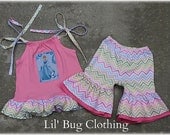Custom Boutique Girl Disney Princess Cinderella Short And Top Outfit  Pastel Chevron Girl