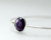 Gemstone Bracelet, Amethyst Bracelet, Bangle Bracelet, Stacking Bracelet, Birthstone Jewelry, February Birthstone, Amethyst Bangle