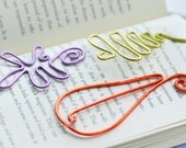 Wire Bookmarks, Neon Bookmarks, Squiggle Bookmarks, Set of 3, Book Lover Gift, Teacher Gift, Metal Bookmarks, Lime Green, Red and Purple