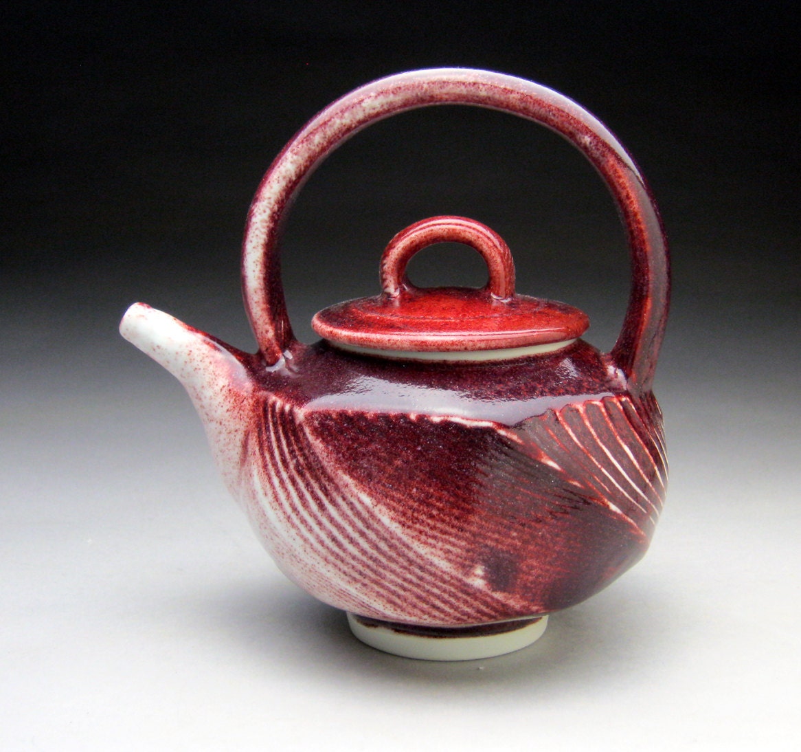 Faceted Tea Pot - Copper Red