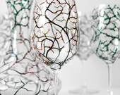 The Four Seasons 5-Piece Decanter and Stemware Collection -  Winter, Spring, Summer and Fall Hand Painted Glasses