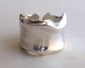 Liquid Silver Ring - Adjustable - Size 6 - Size 8 - Smooth - Curves - Nature Inspired - Water - Handmade - Organic Jewelry