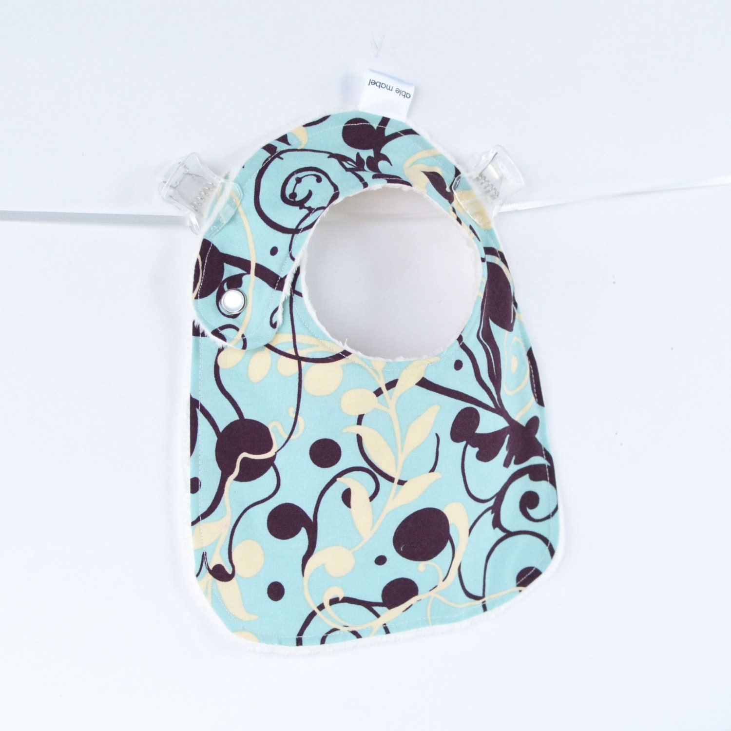Baby Girl Minky Bib Swirls Adjustable Reversible Bib for Toddler Girls
