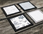 quilted coasters - toile birds