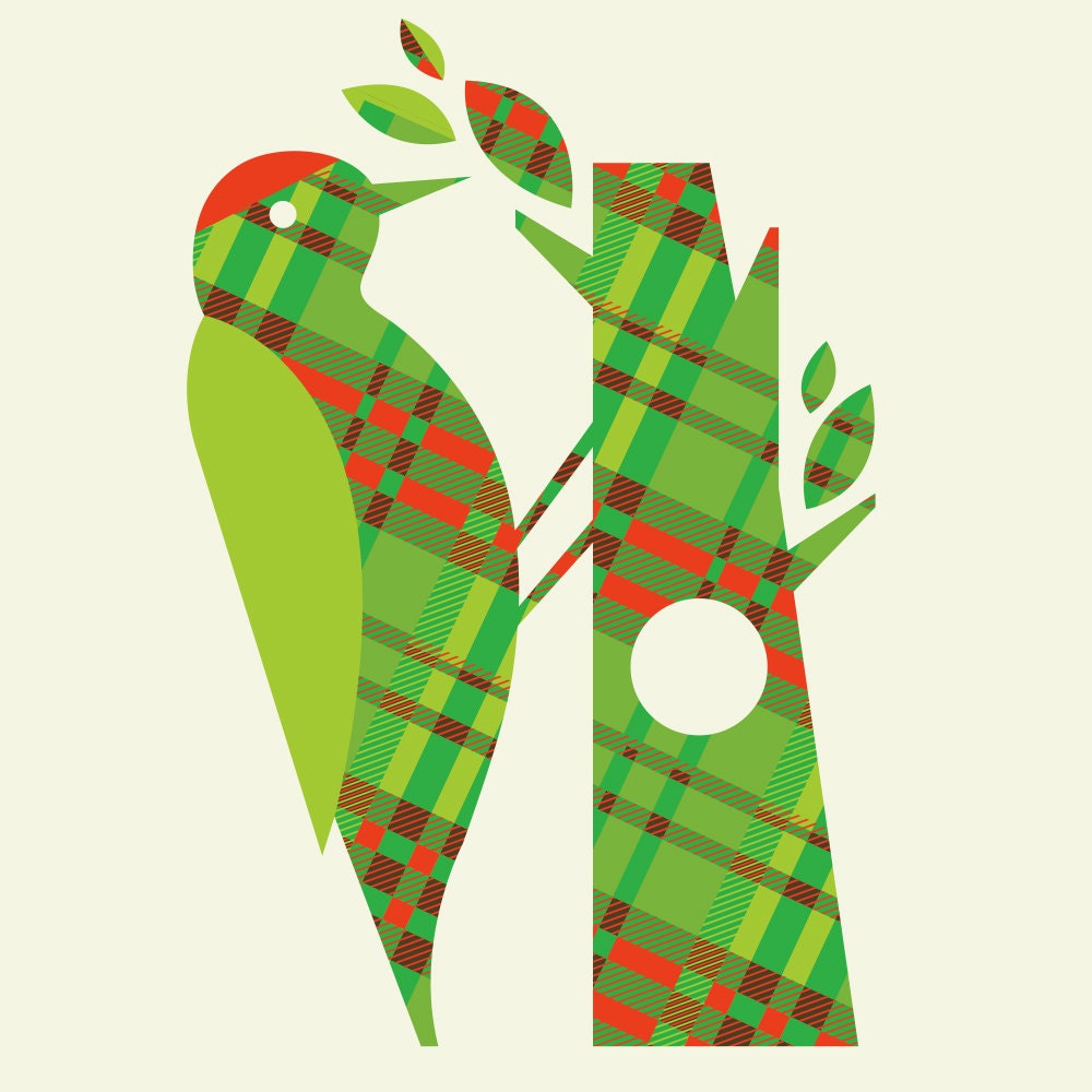 plaid woodpecker pattern print