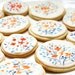 Handpainted Orange and Blue Flower Cookies