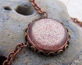 Cinimmon Sparkle Red Copper Steampunk Necklace - Holographic Glitter Necklace - Portal Necklace
