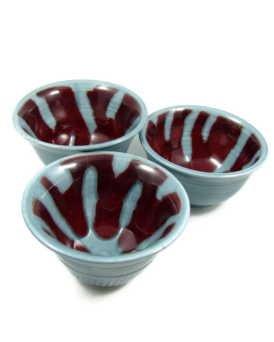 Ceramic Porcelain Prep Bowls - Three Decorative Art Vessels - Handmade Wheel Thrown Pottery Bowl - Ships Today