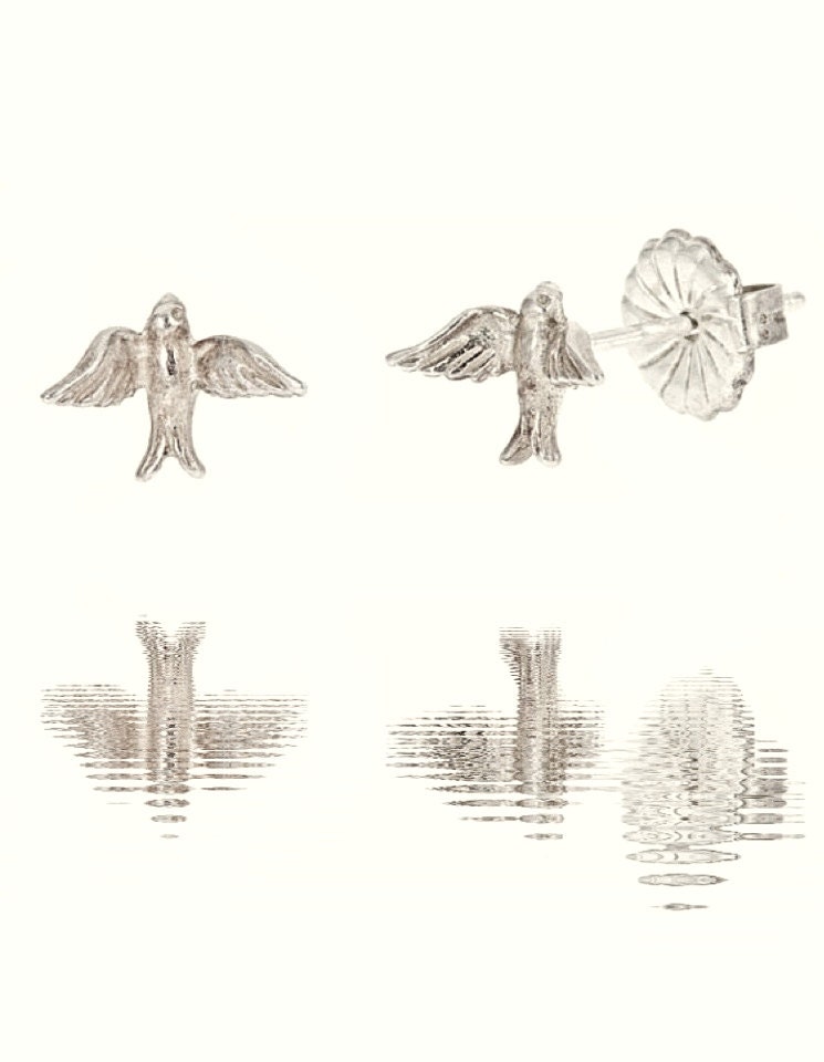 Sterling Silver Swallow Studs Earrings