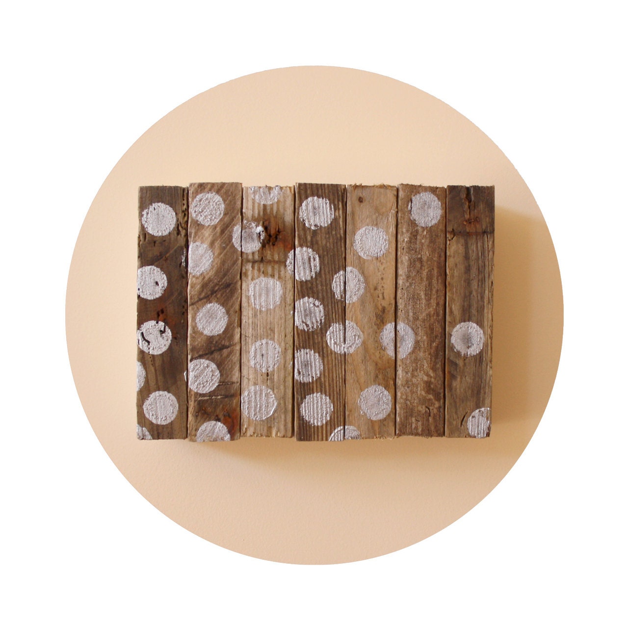 Dotted Landscape - Hand painted Sign - Driftwood - Reclaimed wood - Silver