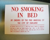 Vintage Letterpress Sign  Cardstock Letterpress  No Smoking in Bed