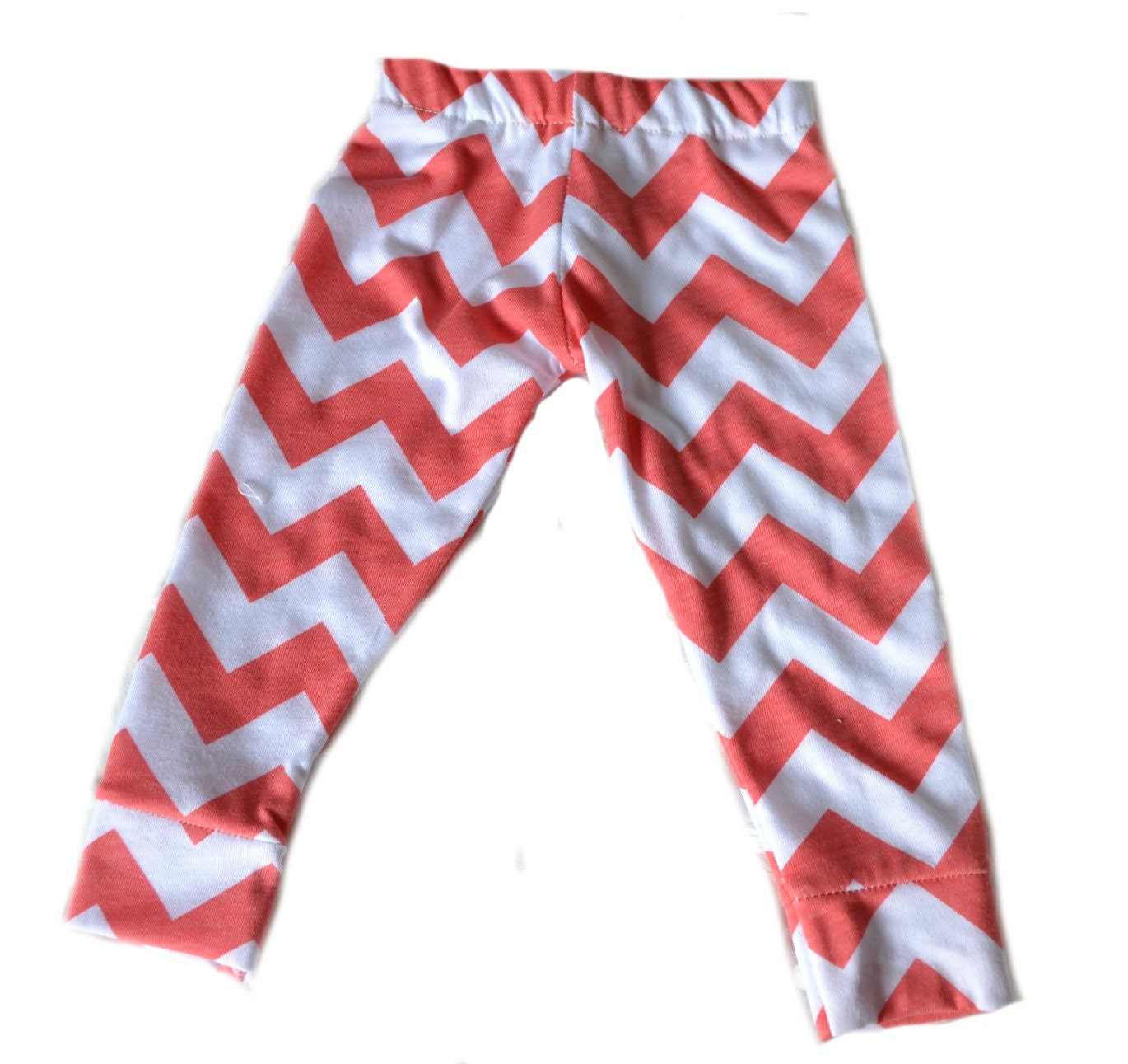 Coral Chevron print Cotton Jersey Knit snug fit leggings