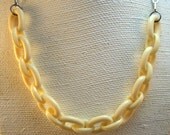 Bold Statement Plastic Chain Necklace in Ivory with silver tone chain
