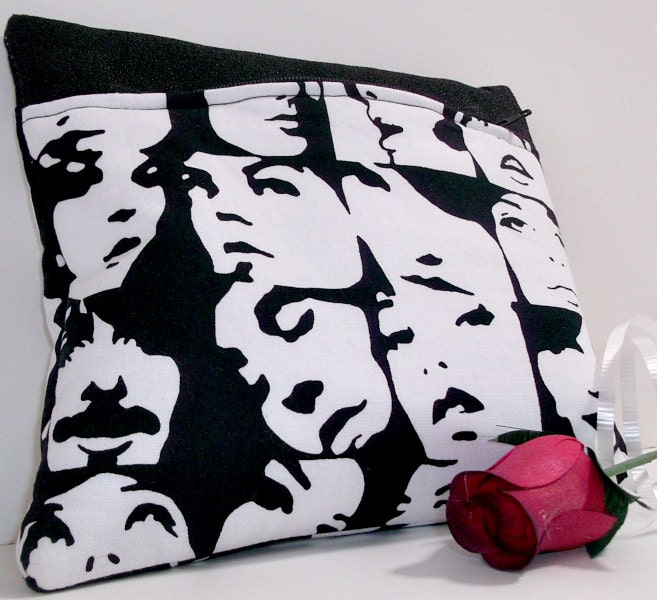 Cute Makeup Bag . Cute Makeup Organizer , Cosmetic Bag , Black and White Clutch , Purse Organizer , Seaside Bag