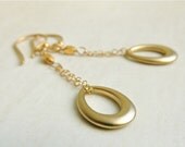 Leah Earrings - Handmade Matte Gold Vermeil Gold Filled Chain Long Simple Modern