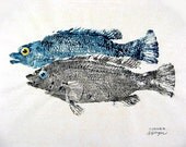 Salt Water Cunner Original GYOTAKU Fish Art Rubbing Coastal Decor