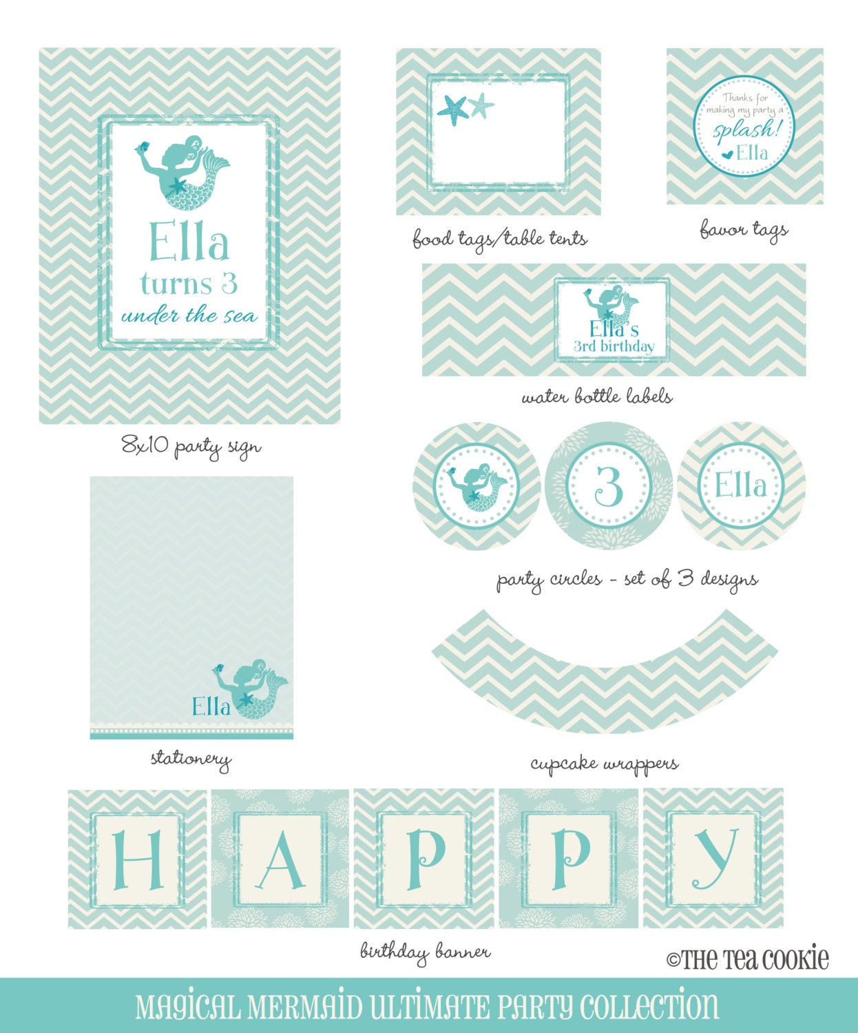 MAGICAL MERMAID in CHEVRON Ultimate Party Collection (Printables)