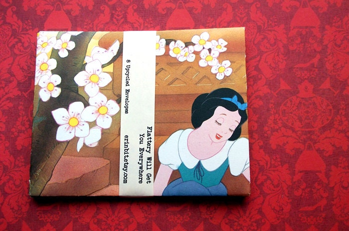 Snow White Handmade Envelopes - Upcycled - Set of 8