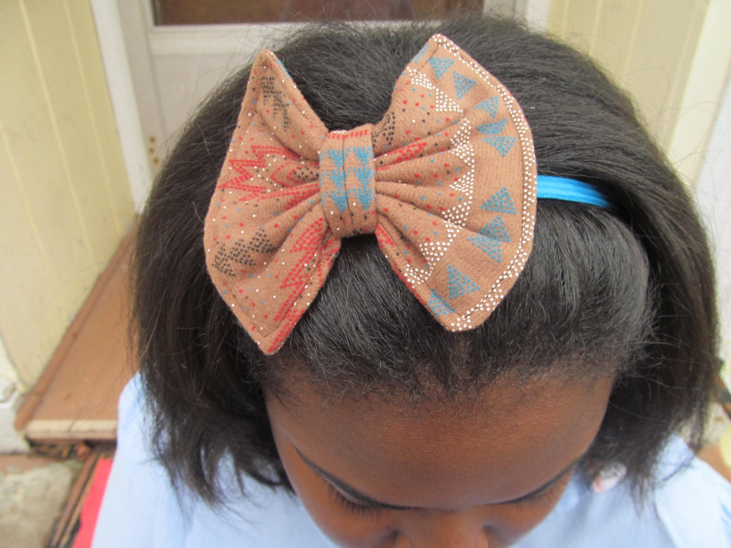 Boho Bow Headband Aztec Print Head Scarf Aztec Head Wrap Aztec Print Hair Accessory Aztec Print Headband Multicolored