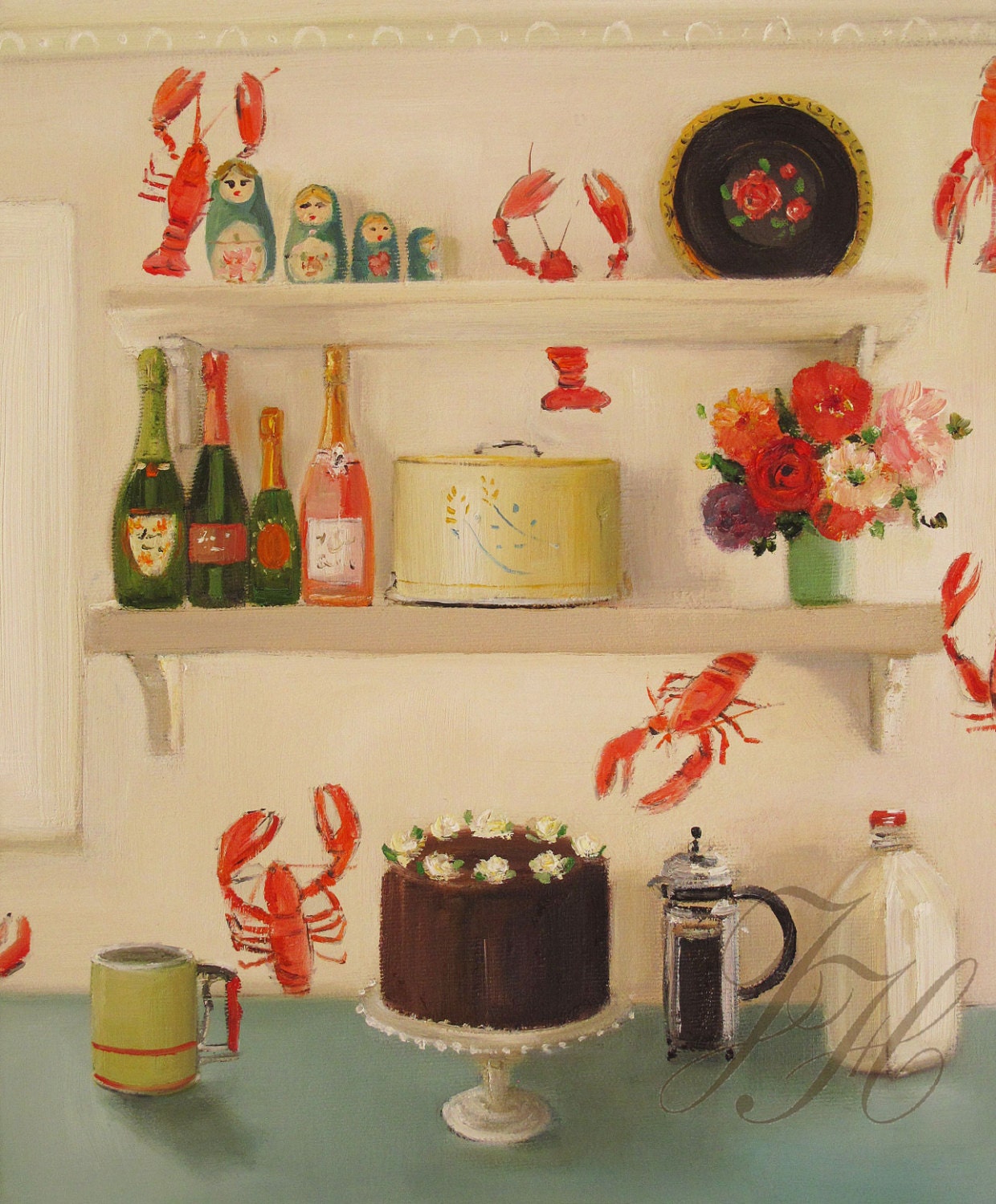 Still Life- The Devil's Food Cake- Art Print