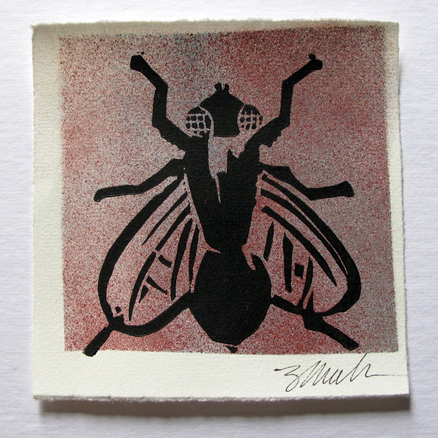 Fly Original Linocut Block Print - Signed