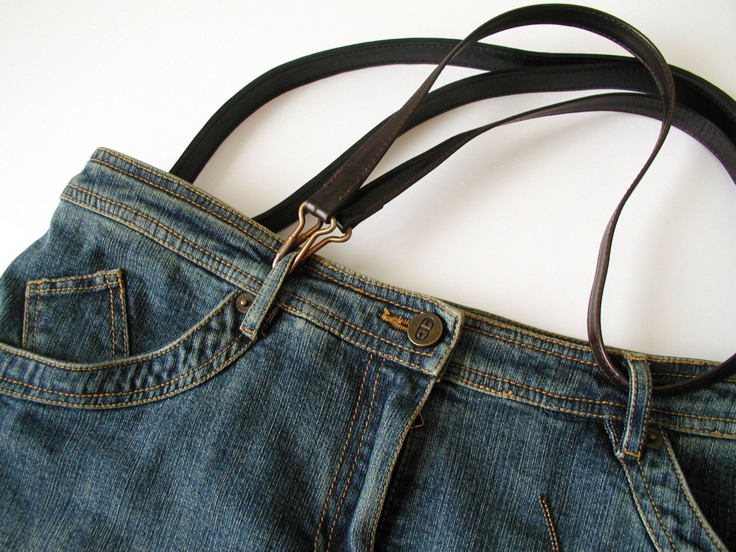Tote Bag Large Size: made with upcycled materials, denim blue jeans, asymmetric