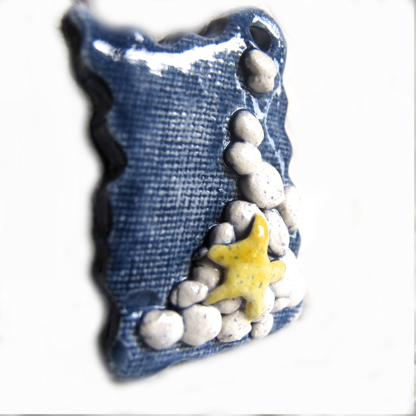 Designer Focal Pendant bead Handmade Ceramic Starfish Beach