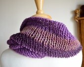 Women's Longsleeved Shrug in Violet and Eggplant Purple - Hand Knit Full Length Sleeve Loose Knit Shrug - Summer Sunrise Shrug