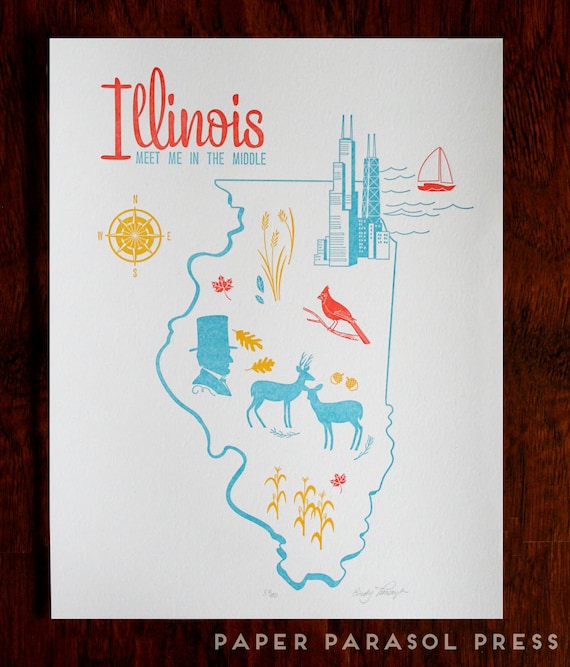 11 x 14 Letterpress Illinois Print