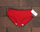 SALE /// SIze S classic cut undies cashmere red with vertical ribbing
