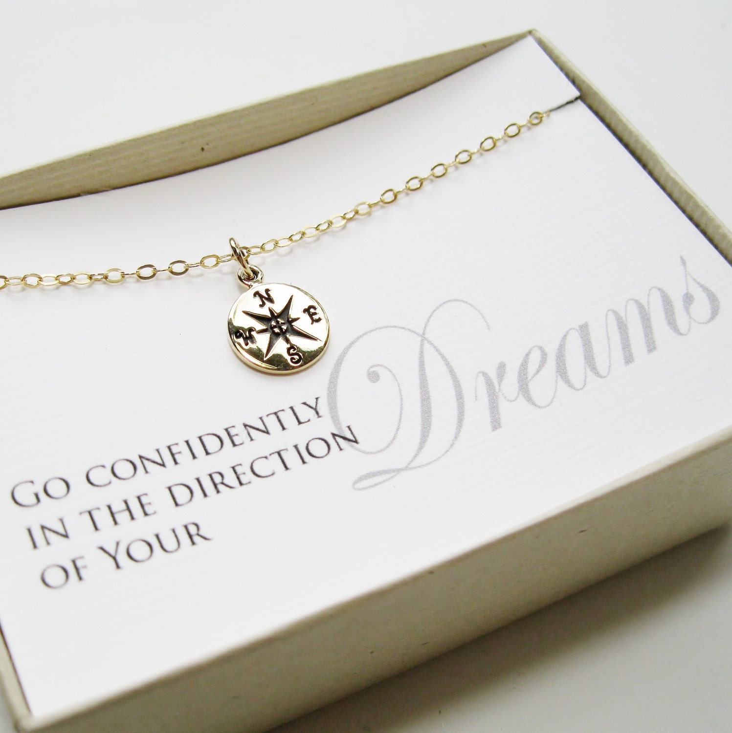 Compass Necklace, 14k gold filled - Graduation Gift, Graduate Gift, Class of 2013, Graduation necklace