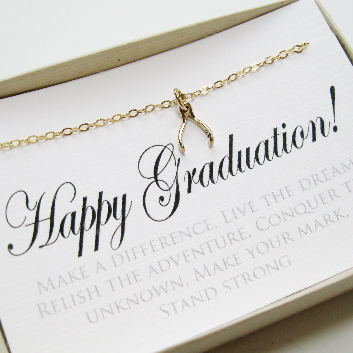 Wishbone Necklace, 14k gold filled, bronze - Graduation Gift, Graduate Gift, Class of 2013, Graduation necklace, Graduation Card Jewelry