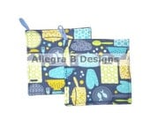 Retro Mid Century Kitchen 50s 60s Pot Holders Set of 2 Trendy Home Decor
