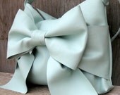 Mint Leather Bow Cross Body Bag in Soft Leather by Stacy Leigh