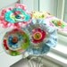 fabric flowers, fabric bouquet,  flower stems, centerpiece, fake flowers, faux flowers, Spring flowers, button flowers, - 5 stems - No. 111