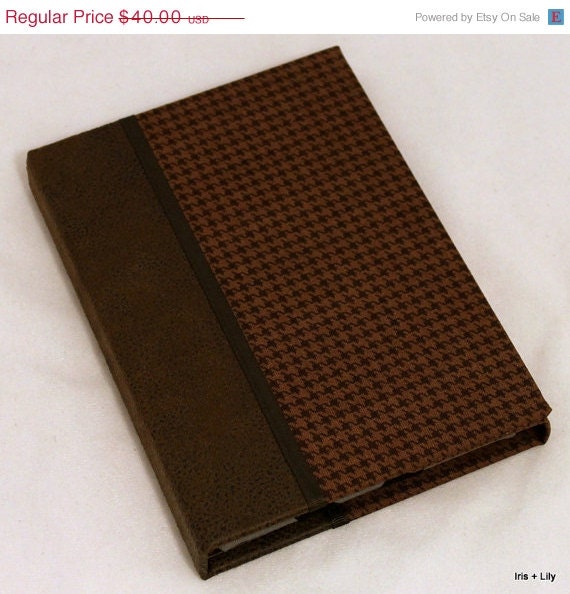 ON SALE Kindle Paperwhite Case, Hardcover Kindle Touch Case, Kindle Case, Nook Cover - Personalized eReader Case, Coffee Brown Houndstooth