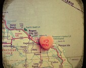 candy heart map art - i love you presque isle - 5x5 ttv photo print - custom wedding print engagement graduation gift anniversary wall decor