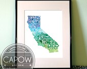 California -  typography map art print 8x10 - customizable state poster custom wedding engagement graduation gift anniversary wall decor