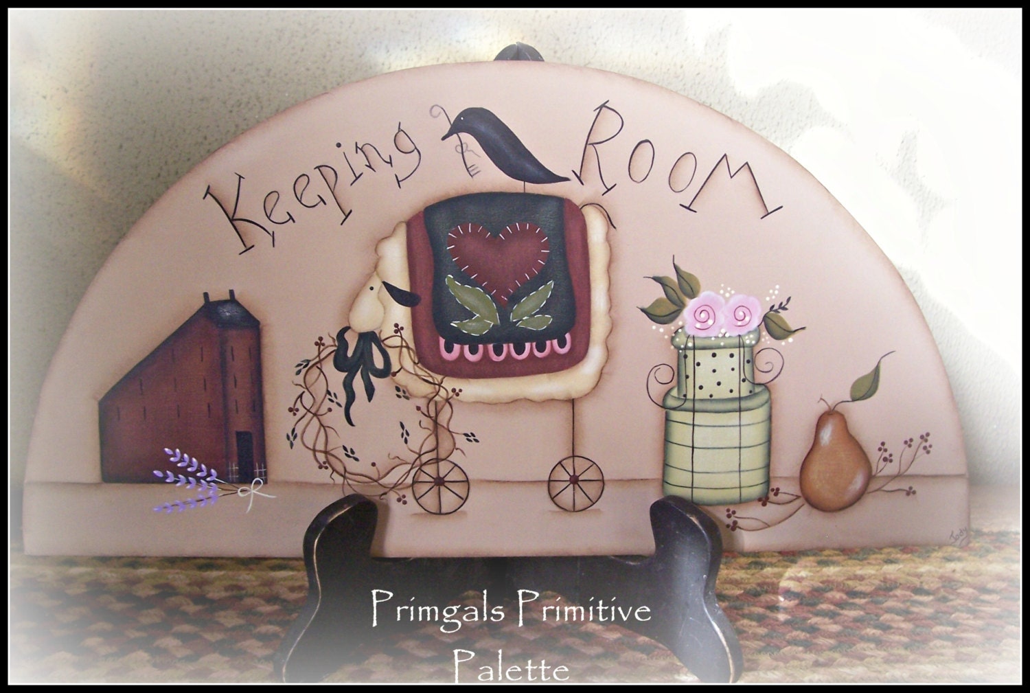 Door Crown Wood Topper Keeping Room Saltbox House Sheep Handpainted Home Decor