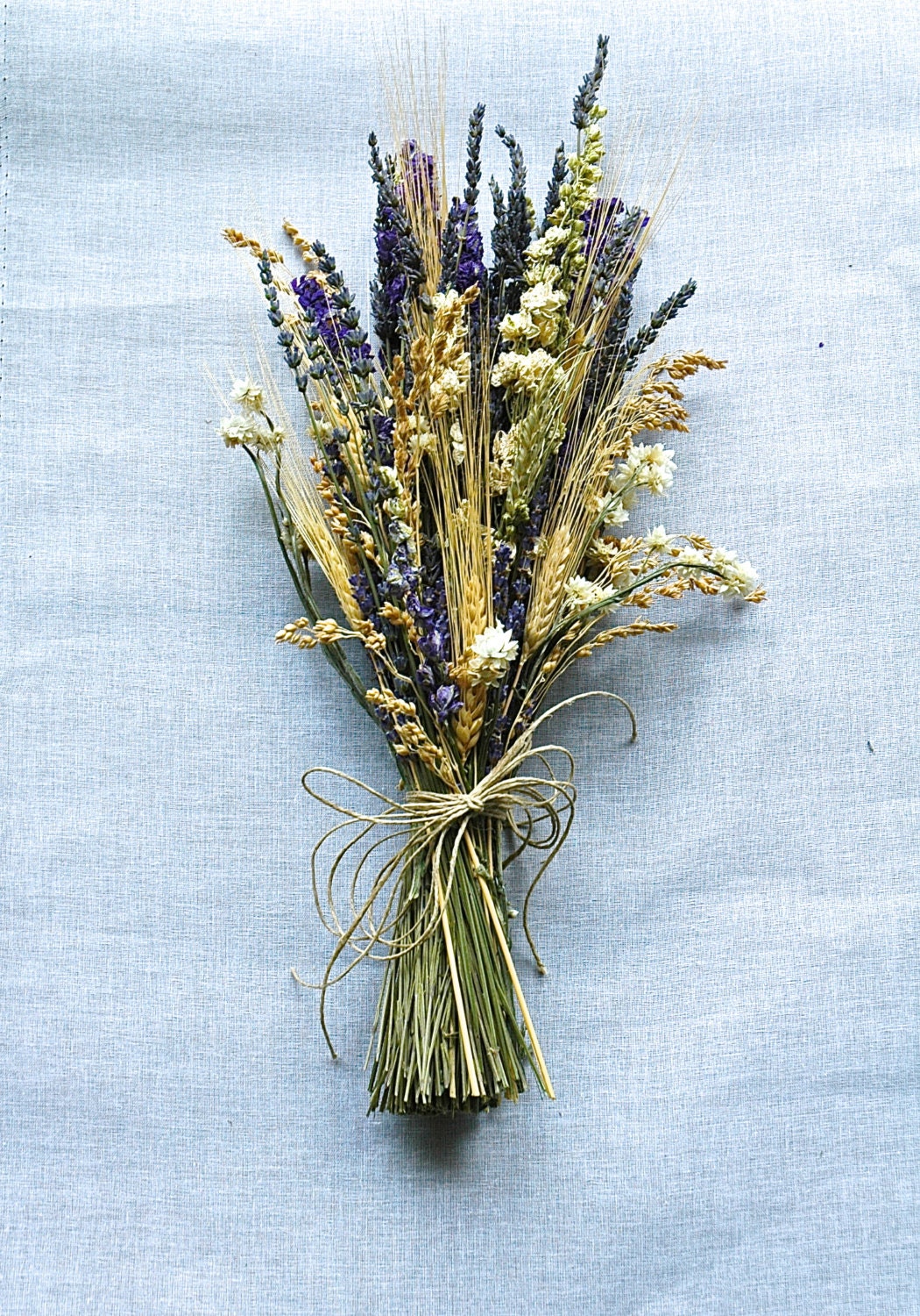 Lavender and Ivory Dried Flower Summer Brides Bouquet