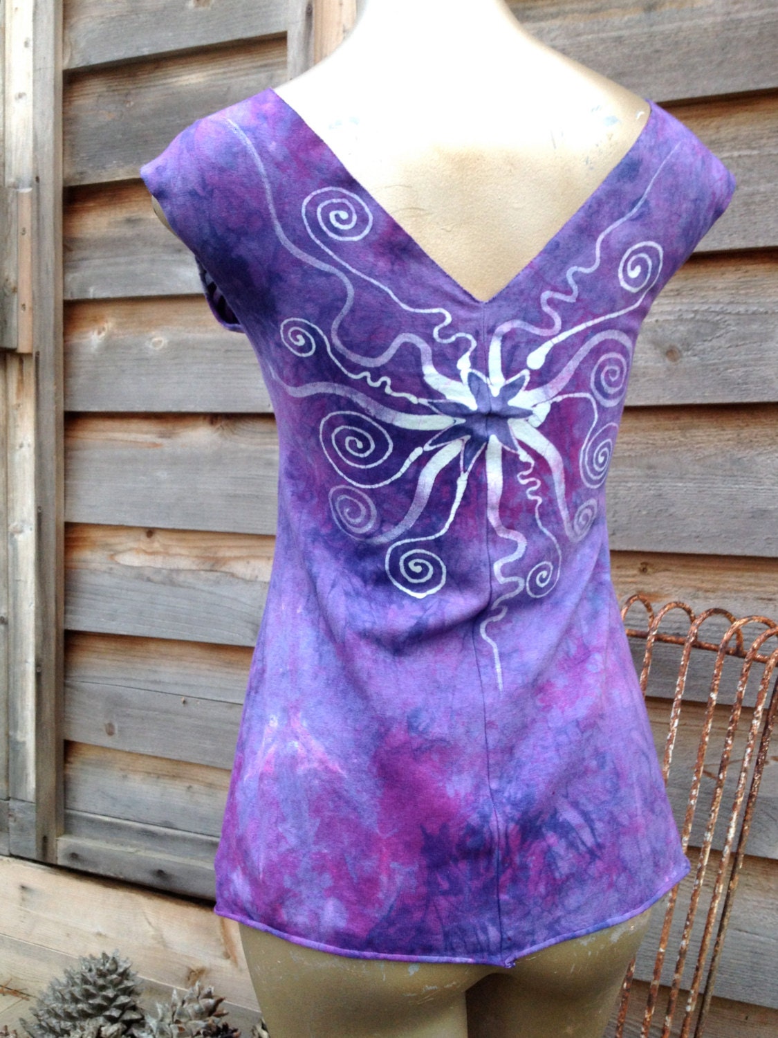 Periwinkle Hemp and Organic Cotton Stretchy Split Tee