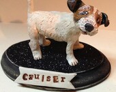 Custom Folk Art Dog- on wooden base