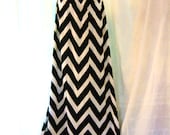 On Sale %18 OFF XLarge Black Chevron Print Maxi Skirt /Dress,S,M,L,XL,Ready To Ship Summer Beach Cover Fold over top Large Zig Zag