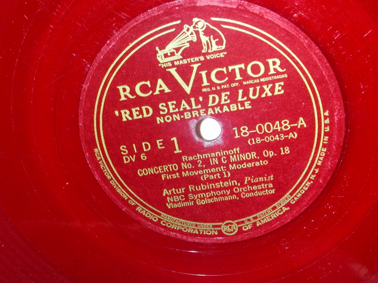 RCA Victor Red Seal Records-Rachmaninoff Concerto no. 2 in C minor, op. 18 Artur Rubinstein Pianist NBC Symphony Orchestra