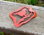 a bird and his branch - enamel wall hanging