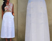 Vintage 80s 90s Anchors Away White High Waisted A Line Skirt (size xs, small)