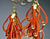 Looped fringe earrings in rust orange